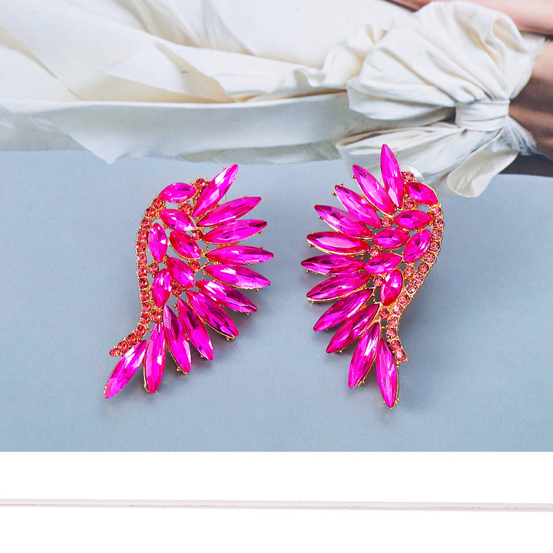 Нови 9 цветни сладки обеци за жени с форма на крило, корейски моден стил, луксозни кристални бижута, аксесоари за сватбени партита