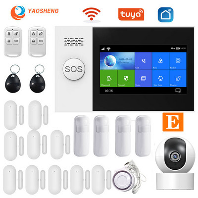 YS PG107 Tuya turvaalarmsüsteemi komplekt Smartlife rakenduse juhtimine IP-kaameraga automaatvalimisega liikumisandur WIFI Gsm kodune nutikas alarm