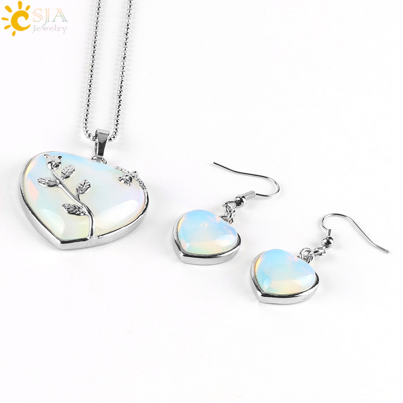 CSJA Fete Femei Iubesc Inima Bijuterii Seturi Reiki Pietra pretioasa naturala Lapis Lazuli Colier Picatura Cercei Set Frunze Pandantiv Nunta E425