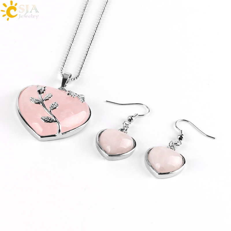 CSJA Fete Femei Iubesc Inima Bijuterii Seturi Reiki Pietra pretioasa naturala Lapis Lazuli Colier Picatura Cercei Set Frunze Pandantiv Nunta E425