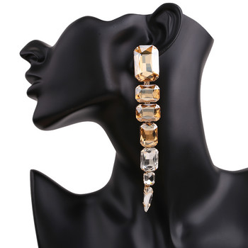 Бохо дълги дамски обеци с пискюли Големи обеци с кристали за жени Висящи обеци с кристали Модни бижута Аксесоари Подарък