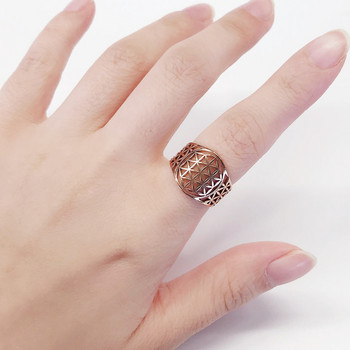 Skyrim Елегантни пръстени с цвете на живота Викинг Винтидж от неръждаема стомана Златен цвят Геометрични Дамски пръстен Подарък за годишнина на едро
