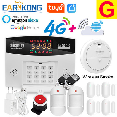 Σύστημα συναγερμού Tuya 4G GSM 433 MHz Ασύρματο σύστημα ασφαλείας έξυπνου σπιτιού 4G κάρτα SIM APP Τηλεχειριστήριο Συμβατό Alexa Google Home