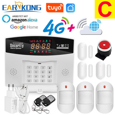 Σύστημα συναγερμού Tuya 4G GSM 433 MHz Ασύρματο σύστημα ασφαλείας έξυπνου σπιτιού 4G κάρτα SIM APP Τηλεχειριστήριο Συμβατό Alexa Google Home