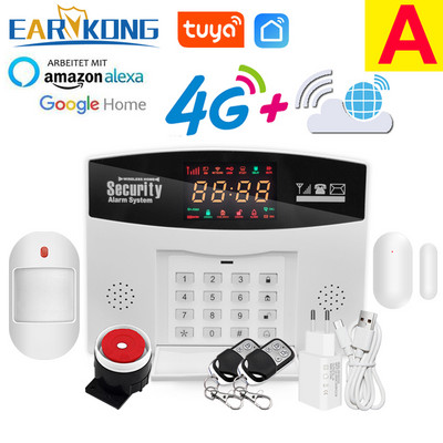Σύστημα συναγερμού Tuya 4G GSM 433 MHz Ασύρματο σύστημα ασφαλείας έξυπνου σπιτιού 4G κάρτα SIM APP Τηλεχειριστήριο Συμβατό Alexa Google Home