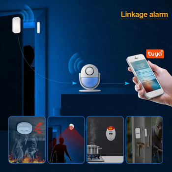 Tuya Wifi Интелигентна домашна охранителна алармена система 120dB работи с Google Alexa RF433 PIR детектор Сензор за врати Smart Life App Крамец
