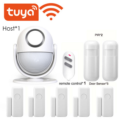 Tuya Wifi viedās mājas drošības signalizācijas sistēma 120 dB darbojas ar Google Alexa RF433 PIR detektora durvju sensors Smart Life App ielaušanās