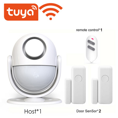 Tuya Wifi viedās mājas drošības signalizācijas sistēma 120 dB darbojas ar Google Alexa RF433 PIR detektora durvju sensors Smart Life App ielaušanās