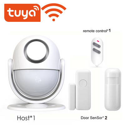 Tuya Wifi viedās mājas drošības signalizācijas sistēma 120 dB darbojas ar Google Alexa RF433 PIR detektora durvju sensors Smart Life App ielaušanās