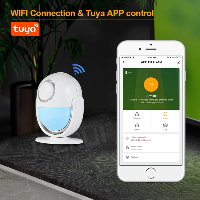 Tuya Wifi viedās mājas drošības signalizācijas sistēma 120 dB darbojas ar Google Alexa RF433 PIR detektora durvju sensors Smart Life App ielaušanās