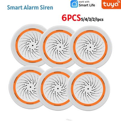 6-1PCS Tuya Zigbee Sound Light Sensor Smart Alarm Siren Remote Control Home Security Protection System USB Sound Light Sensor