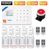 KERUI W181 WIFI GSM mājas apsardze Tuya Smart Alarm System APP vadības bezvadu durvju sensors PIR kustības detektora apzagšanas signalizācijas komplekts