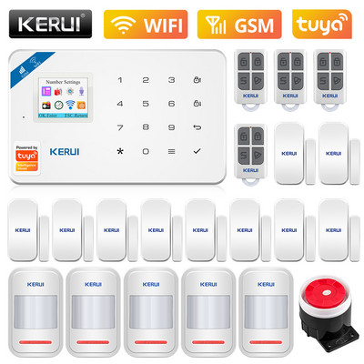 KERUI W181 WIFI GSM mājas apsardze Tuya Smart Alarm System APP vadības bezvadu durvju sensors PIR kustības detektora apzagšanas signalizācijas komplekts