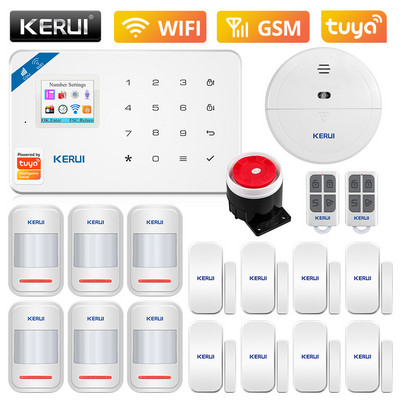 KERUI W181 WIFI GSM mājas apsardze Tuya Smart Alarm System APP vadības bezvadu durvju sensors PIR kustības detektora apzagšanas signalizācijas komplekts