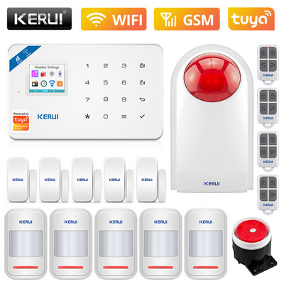 KERUI W181 WIFI GSM mājas apsardze Tuya Smart Alarm System APP vadības bezvadu durvju sensors PIR kustības detektora apzagšanas signalizācijas komplekts