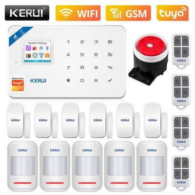 KERUI W181 WIFI GSM mājas apsardze Tuya Smart Alarm System APP vadības bezvadu durvju sensors PIR kustības detektora apzagšanas signalizācijas komplekts