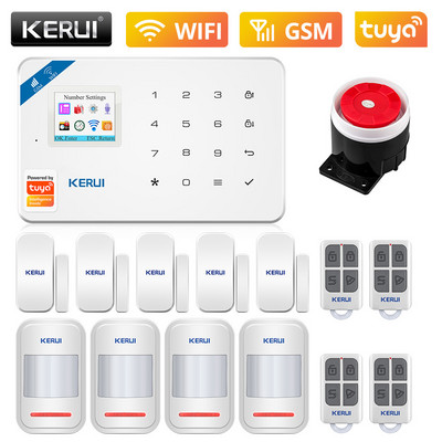 KERUI W181 WIFI GSM mājas apsardze Tuya Smart Alarm System APP vadības bezvadu durvju sensors PIR kustības detektora apzagšanas signalizācijas komplekts
