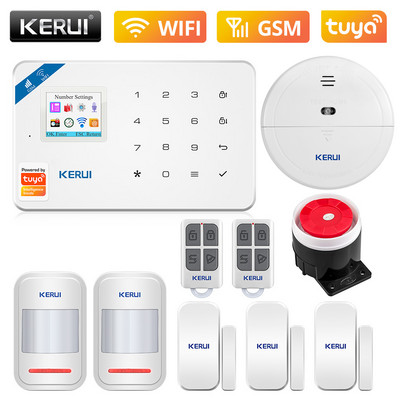 KERUI W181 WIFI GSM mājas apsardze Tuya Smart Alarm System APP vadības bezvadu durvju sensors PIR kustības detektora apzagšanas signalizācijas komplekts