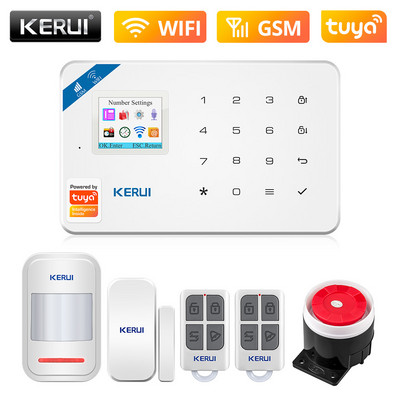 KERUI W181 WIFI GSM mājas apsardze Tuya Smart Alarm System APP vadības bezvadu durvju sensors PIR kustības detektora apzagšanas signalizācijas komplekts