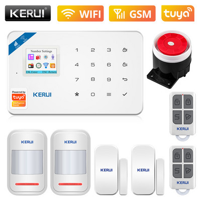 KERUI W181 WIFI GSM mājas apsardze Tuya Smart Alarm System APP vadības bezvadu durvju sensors PIR kustības detektora apzagšanas signalizācijas komplekts