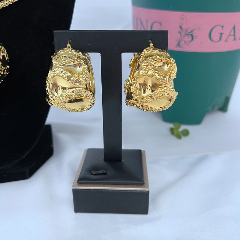 Seturi de bijuterii la modă, cercei și pandantiv pentru femei, colier, cupru, placat cu aur, cercei geometrici, cadou pentru petrecerea de nuntă