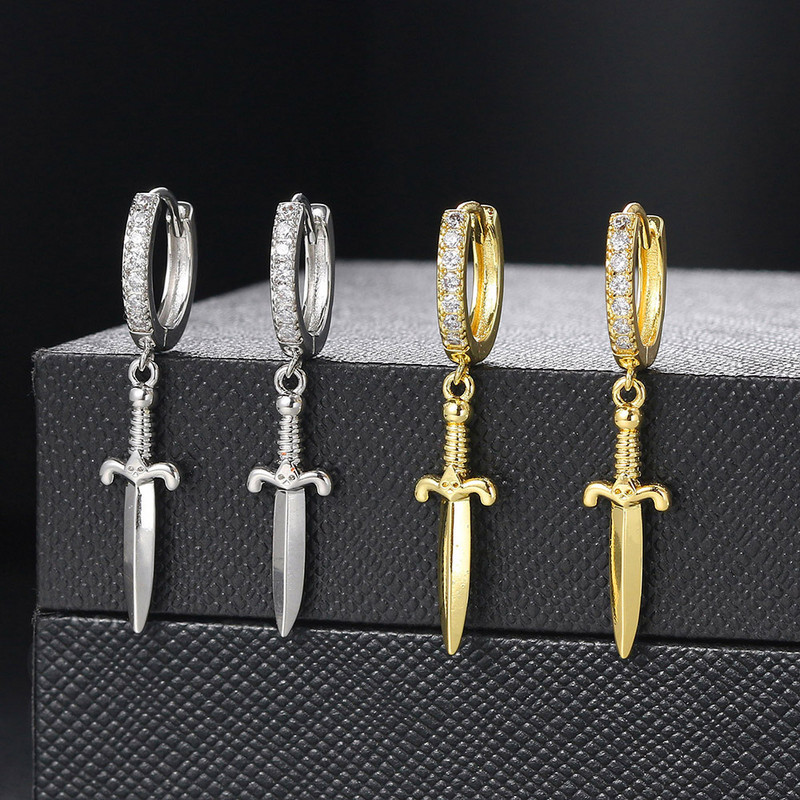 Sabie pandantiv pumnal piercing cartilaj cercei pentru femei barbat lobul urechii cercei hip hop bijuterii rock punk accesorii KBE232