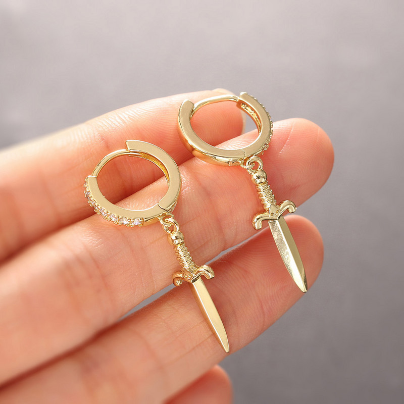 Sabie pandantiv pumnal piercing cartilaj cercei pentru femei barbat lobul urechii cercei hip hop bijuterii rock punk accesorii KBE232