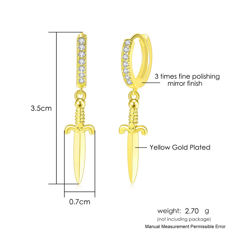 Sabie pandantiv pumnal piercing cartilaj cercei pentru femei barbat lobul urechii cercei hip hop bijuterii rock punk accesorii KBE232