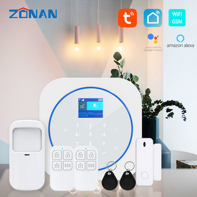 ZONAN G12 Tuya Wifi Gsm Безжична алармена система Защита на сигурността Контрол на приложението SmartHome Безопасна аларма Комплект Работа с Alexa Google
