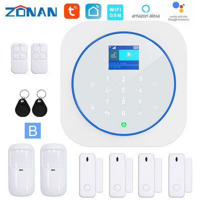 ZONAN G12 Tuya Wifi Gsm bezvadu signalizācijas sistēmas drošības aizsardzības lietotņu vadība SmartHome drošības trauksmes komplekts Darbs ar Alexa Google