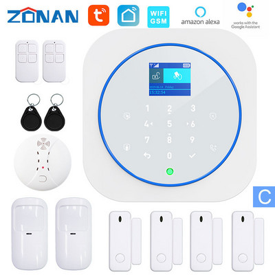 ZONAN G12 Tuya Wifi Gsm bezvadu signalizācijas sistēmas drošības aizsardzības lietotņu vadība SmartHome drošības trauksmes komplekts Darbs ar Alexa Google
