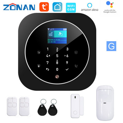 ZONAN G12 Tuya Wifi Gsm bezvadu signalizācijas sistēmas drošības aizsardzības lietotņu vadība SmartHome drošības trauksmes komplekts Darbs ar Alexa Google