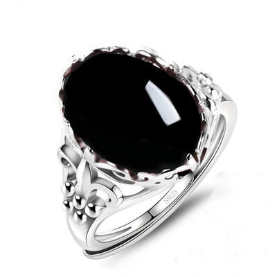 Hetian Jade Rings Естествен зелен камък Бижута Яспис Мъжки пръстен със сребърно покритие за мъже Подарък Регулируем ретро пръстен 2022 г.