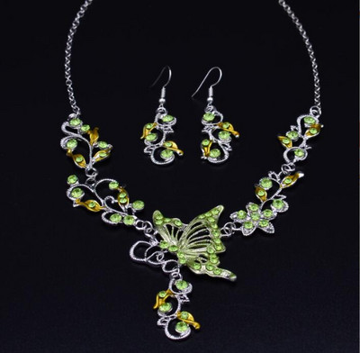 Аксесоари за бижута от висококачествена сплав Пеперуда национален цвят обеци Комплект колиета за жена