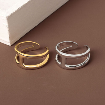 LIVVY Сребърни цветни парти пръстени Нова мода Двуслойни лъскави пръстени Бижута за жени Регулируем размер Тенденция за 2021 г.
