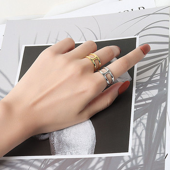 LIVVY Сребърни цветни парти пръстени Нова мода Двуслойни лъскави пръстени Бижута за жени Регулируем размер Тенденция за 2021 г.