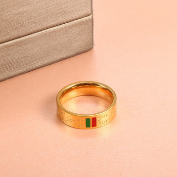 Дамски пръстени от неръждаема стомана Мъжко сватбено тържество Класическо златно покритие Очарователен пръстен с 8 шарки Луксозна марка Сватбени бижута