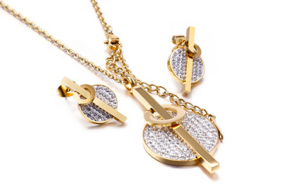 Kalen Acero Inoxidable Joyeria Mujer Цирконови обеци Комплекти колиета за жени Комплекти бижута от неръждаема стомана Сватбени бижута