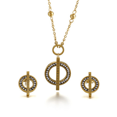 Kalen Acero Inoxidable Joyeria Mujer Цирконови обеци Комплекти колиета за жени Комплекти бижута от неръждаема стомана Сватбени бижута