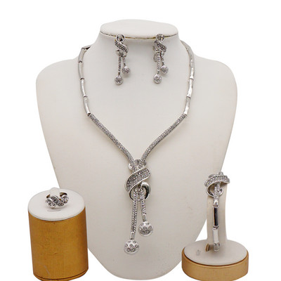 Дубай Златен цвят Комплекти бижута Африканска индийска сватба Булчинска съпруга подаръци Колие Гривна Обеци Пръстен Бижута за жени 2022