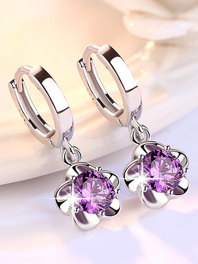 Koreai divat hipoallergén kristály cirkon szilva fülbevaló nőknek menyasszony esküvői fülbevaló parti ékszer Ajándékok Pendientes Mujer