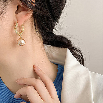 2021 Нова корейска мода Кръгла топка Перлени обеци капки за жени Темперамент Луксозни перлени обеци Бижута Подаръци за приятелка