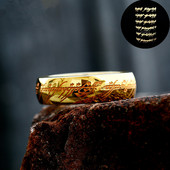 Нов актуализиран стил Светеща титаниева стомана Един пръстен на силата 3D издълбан изискан брачен пръстен Любителите на жените Мъже Модни бижута