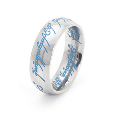 Нов актуализиран стил Светеща титаниева стомана Един пръстен на силата 3D издълбан изискан брачен пръстен Любителите на жените Мъже Модни бижута