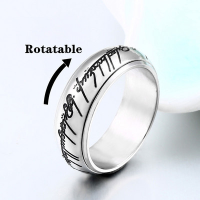 Нов актуализиран стил Светеща титаниева стомана Един пръстен на силата 3D издълбан изискан брачен пръстен Любителите на жените Мъже Модни бижута