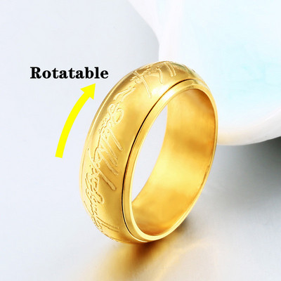 Нов актуализиран стил Светеща титаниева стомана Един пръстен на силата 3D издълбан изискан брачен пръстен Любителите на жените Мъже Модни бижута