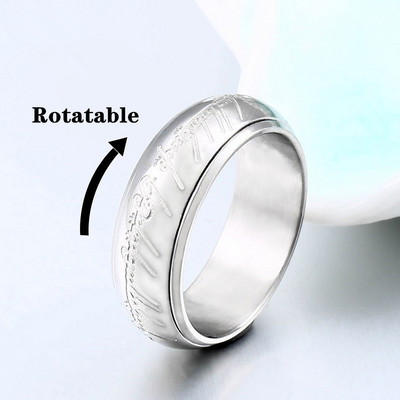 Нов актуализиран стил Светеща титаниева стомана Един пръстен на силата 3D издълбан изискан брачен пръстен Любителите на жените Мъже Модни бижута