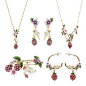 Roztomilé veveričky ovocné kvety šperky sady pre ženy jednoduché elegantné zvieracie náušnice náhrdelník prsteň brošňa doplnky