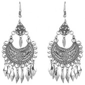Ινδικά κοσμήματα Ethnic ασημί χρώμα μεταλλικά κρεμαστά σκουλαρίκια με φούντα για γυναίκες Δώρα σκουλαρίκι λουλουδιών τοτέμ σε σχήμα Βοημίας