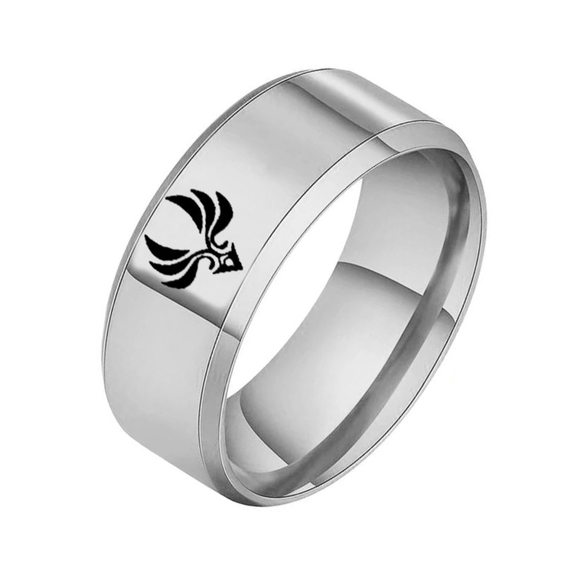 AsJerlya Аниме Genshin Impact Rings Eye of God Water Wind Thunder Fire Rock Ice Пръстен от неръждаема стомана Косплей Аксесоари за бижута